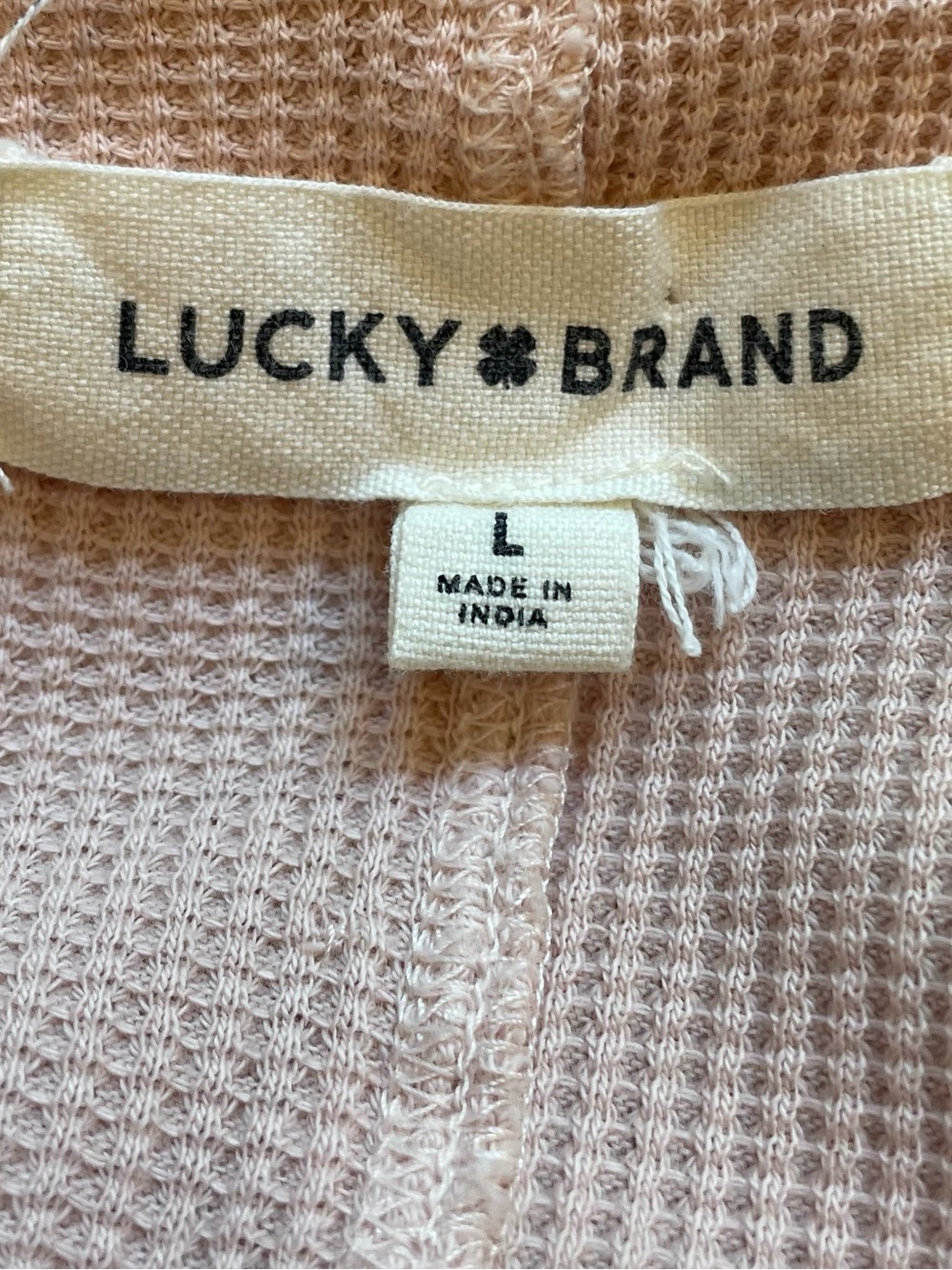 100% Cotton Lucky Brand Pink Textured Sleeve Henley - size L - Picture 8 of 11